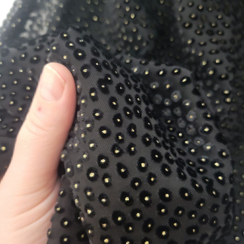 Zara Trafaluc Dobby Black and Gold Dots Halter Keyhole Back Dress - Picture 2 of 15